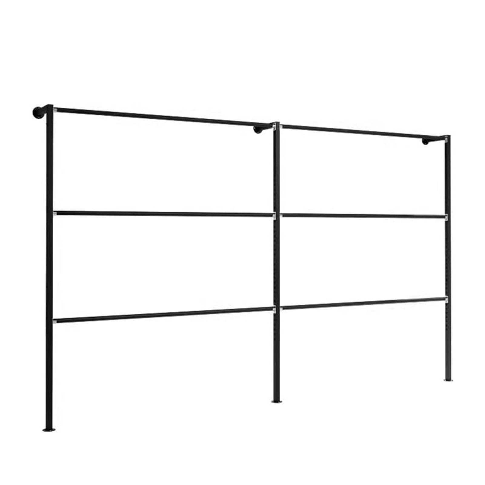 Generico Espositore da Parete per Campioni di Tende, Organizer in Metallo per Sciarpe, Tessuti e Scialli, 7 Misure, 3 Colori (Nero, 200x25x200 cm) - Vetrina Tessile per la casa