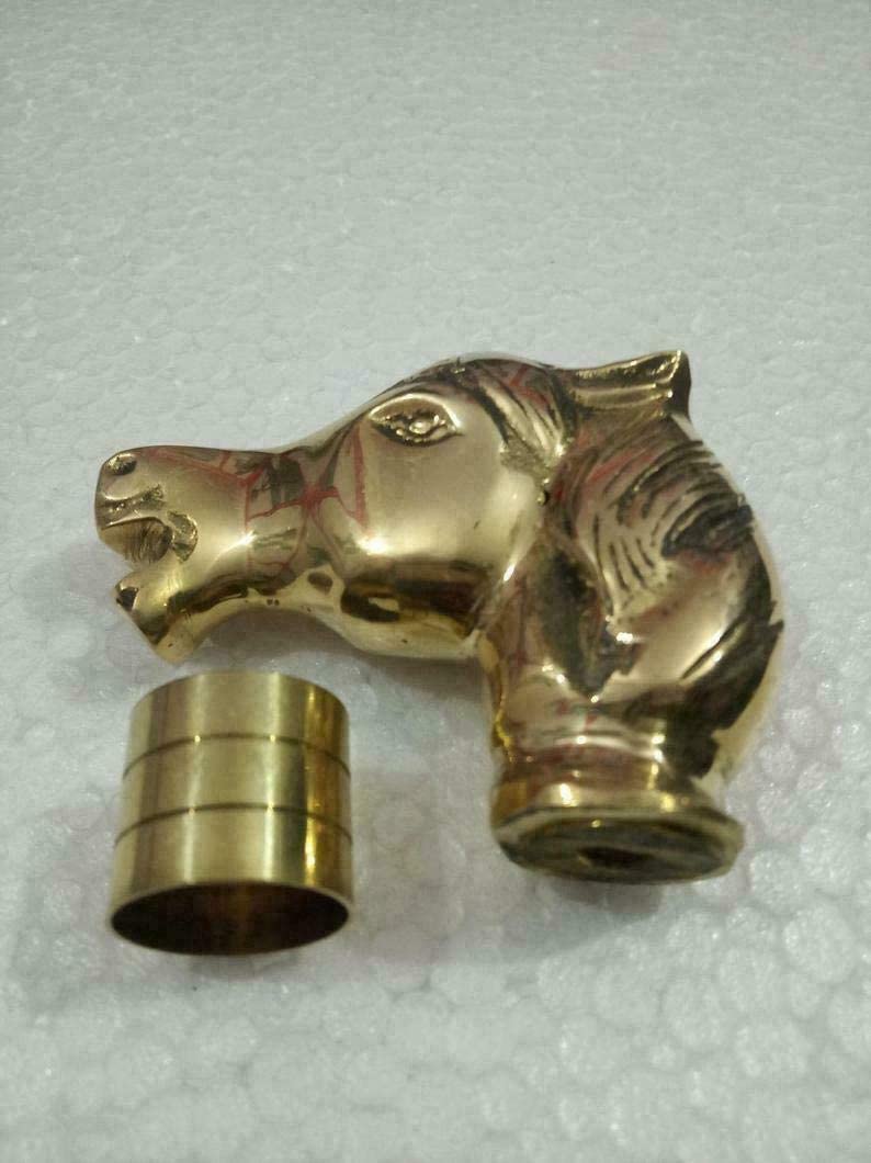 ALFAMART HT Handcrafted Brass Horse Head Walking Stick Handle - Premium Equestrian Accessory, 4 Inches-picture-11