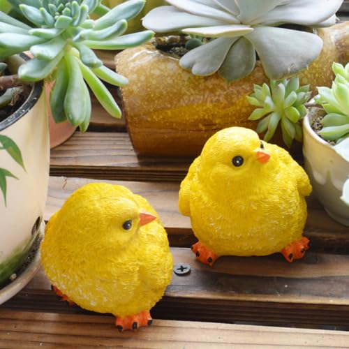 Figuras de pollo de resina para jardín y patio con acabados detallados, paquete de 6 unidades 7