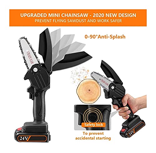 ROSG 4-Zoll-Elektrokettensäge, kleine tragbare 24-V-Kettensäge für den Haushalt mit wiederaufladbarem Akku, Einhand… – Bild 3