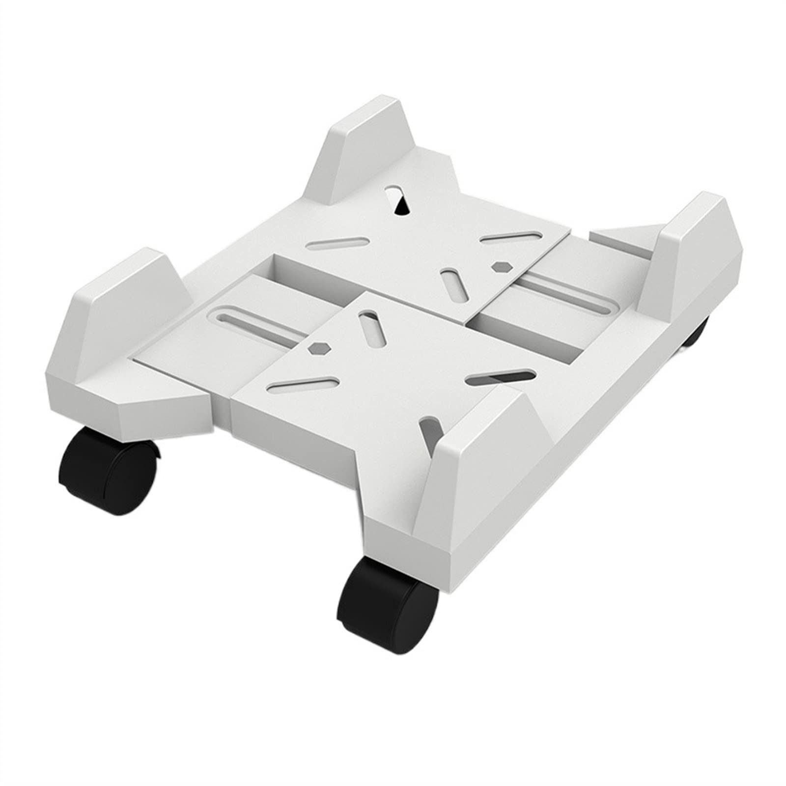 SaryEdge Adjustable Monitor Stand Mobile CPU Stand, Rolling Desktop PC Tower Floor Stand, Adjustable Width PC Case Holder Cart with 4 Caster Wheels for Most Ga,White