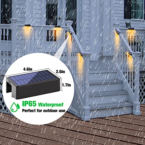 Bridika Solar Deck Lights, 8 Pack Solar Fence Lights Halloween Lights Warm White & Color Changing & Fixed Rgb, Outdoor Waterproof Color Glow Solar Wall Lights For Deck Railing Stair Step And Backyard #TOP6