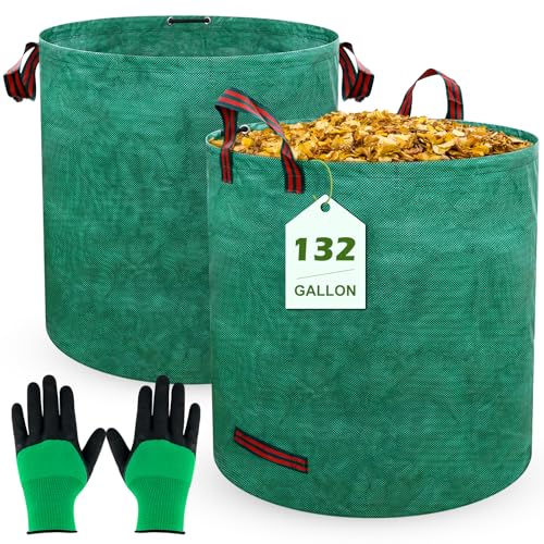 132 Gallons Lawn and Leaf Bags,Reusable Yard Waste Bags with