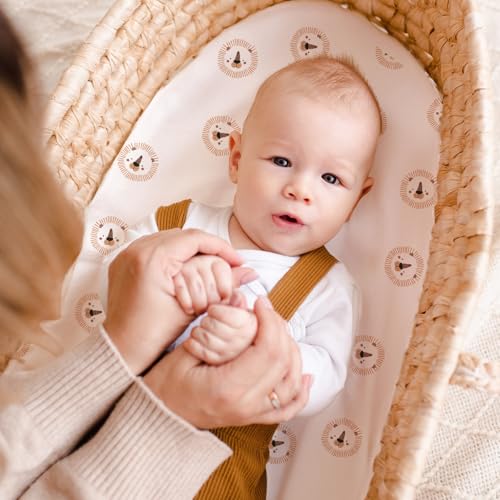 Image of Bassinet Sheets 3 Pack, Breathable Cozy Fitted Mattress Sheet, Elastic Travel Bassinet Fashionable, Standard Cradle Safe Sheets for Baby Boy Girls 32 inch x 16 inch Jungle Animal