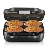 Sunbeam Pie Magic 4 Up | Electric Pie Maker, Deep-Fill Plates Make 4 Traditional-Sized Crispy Pies, With Pastry Cutter for Perfect Portions & Pie Maker Recipes E-Booklet, Grey