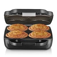 Sunbeam Pie Magic 4 Up | Electric Pie Maker, Deep-Fill Plates Make 4 Traditional-Sized Crispy Pies, With Pastry Cutter for Perfect Portions & Pie Maker Recipes E-Booklet, Grey