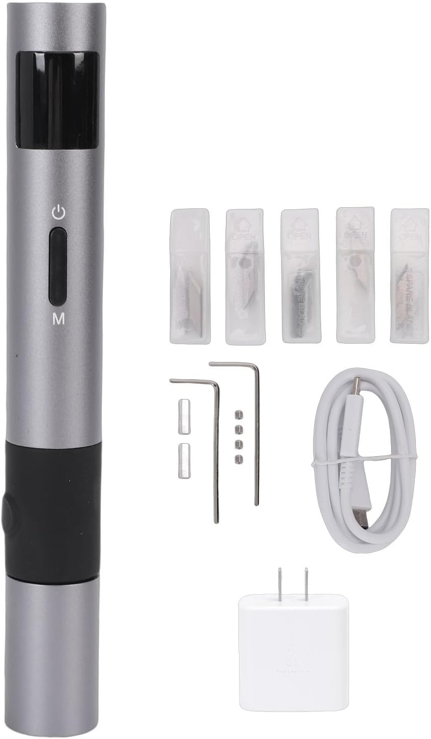 Precise Ultrasonic Cutter 3D Printing Electric Cutting Tool, 40KHz Handheld with LED Light, 50 Blades for Plastic, Wood, Resin
