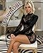 Sesiwadbe Womens Lingerie Dress Sexy Fishnet One Piece Babydoll Stripper Outfit Beach Cover Up Mesh Chemise(BlackW,M)