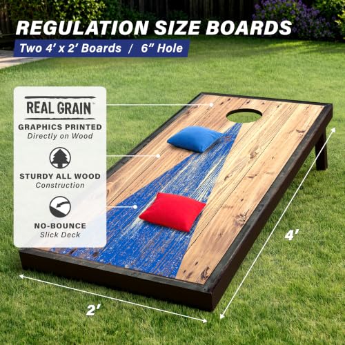 Image of GoSports 4 x 2 ft Regulation Size Wood Cornhole Boards - 10 Vintage Wood Designs (Choose Your Style)