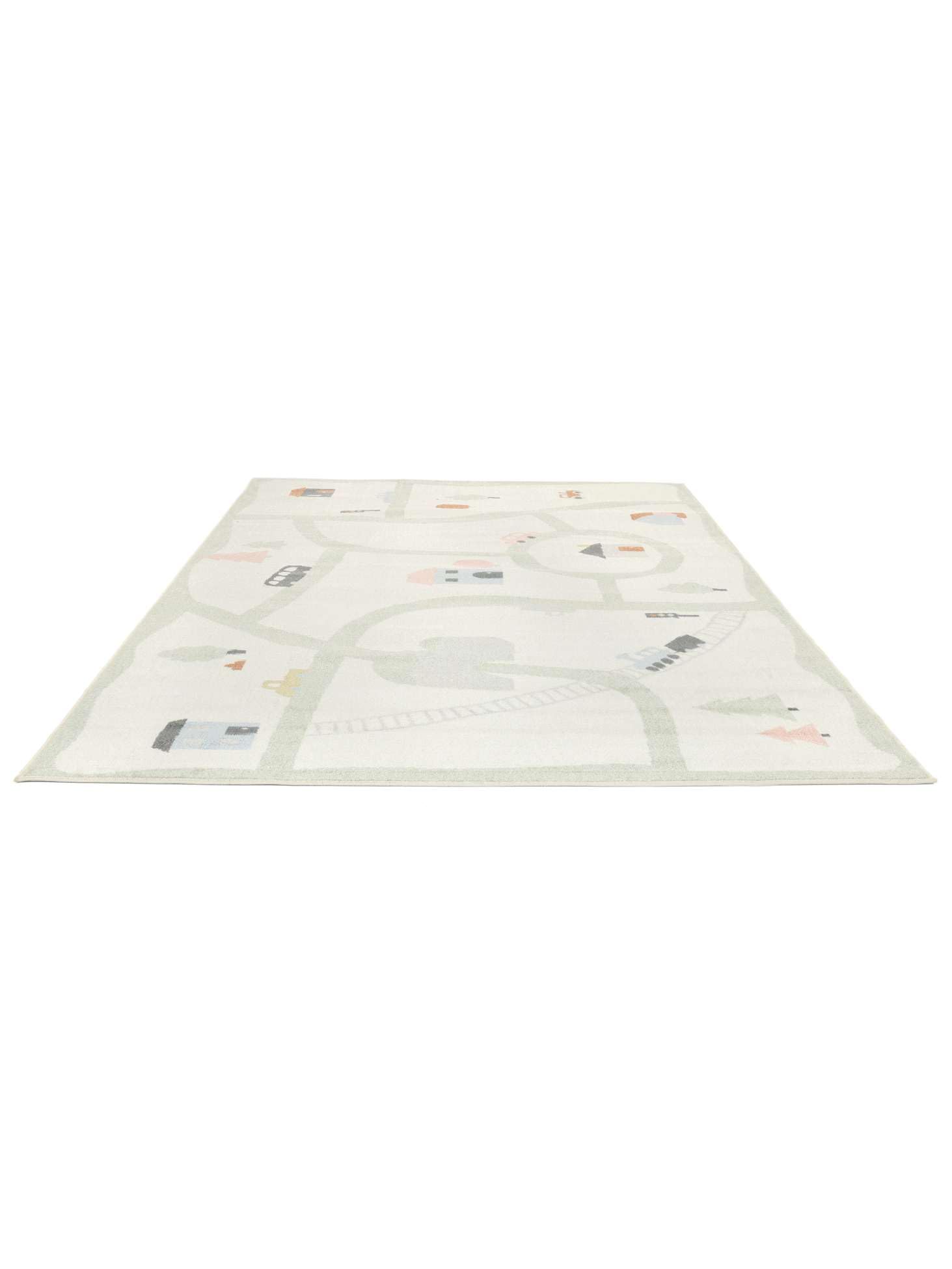 RugVista Road Map Alfombra Infantil, 100 x 160 cm, Blanco/Multi | Modernas, Niños, Rectangular, Pelo corto, Lavado a máquina, Oeko-Tex 100, Sin productos químicos peligrosos, Cuarto del bebé