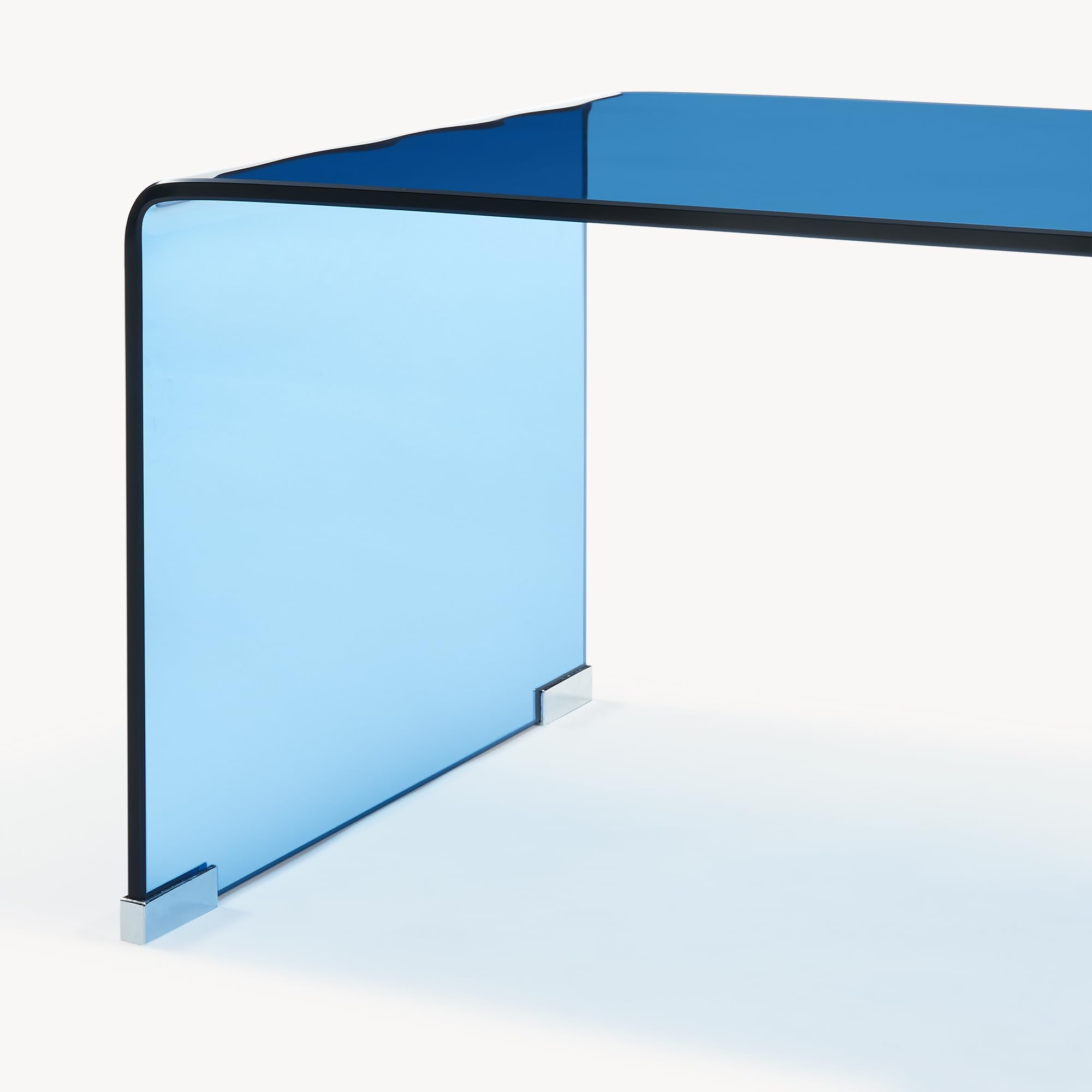 [en.casa] Tavolino da Caffè in Vetro Temperato Tavolo Basso Centrale da Salotto con Piano Rettangolare per Soggiorno Studio Living 90 x 45 x 35 cm - Blu
