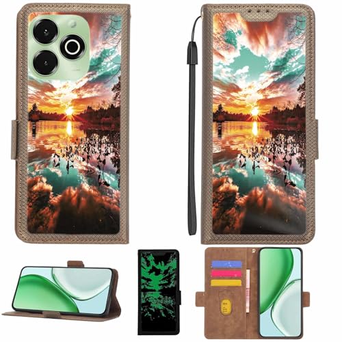 Aroepurt Case Compatible for Umidigi G9X Phone Case Flip Cover [with Tempered Glass Screen Protector][RFID Blocking][Luminous Effect] LPT-FJ