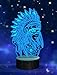 Native American Gifts, 3D Figure Night light Illusion Lamp for Home Decor and Room Decorations, Creative Birthday Xmas Holiday Gifts with 16 Colors Changing & Remote Control & Dimmable Function