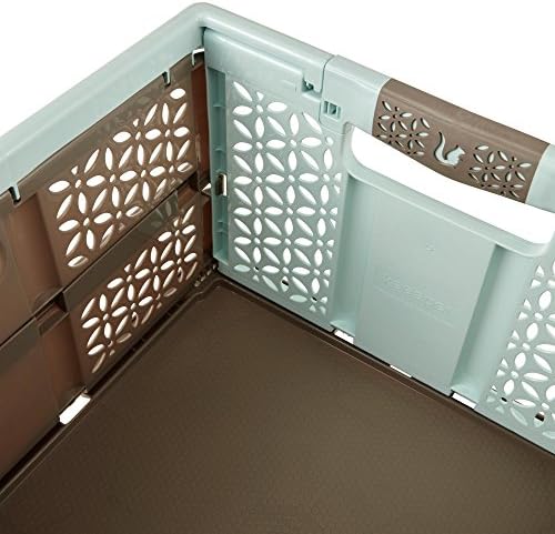 keeeper Extra Strong Folding Box with Soft-Touch Handles, 48x34.5x23.5 cm, 32 Litre, Lea, Aquamarine/Taupe