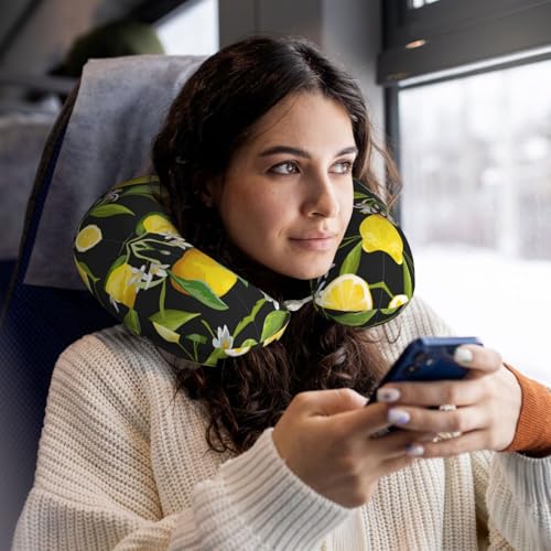 Almohada para cuello de poliéster con diseño limón amarilla miniatura 6