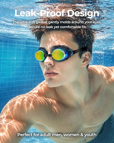 Aegend Flat Lens Swim Goggles, Anti-Fog Swimming Goggles, No Leak Anti-UV Pool Goggles for Adult Men Women Youth - image 2