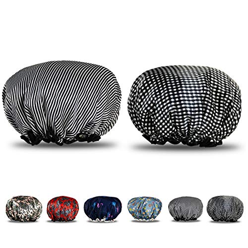 aplus crown 2 PACK, waterproof shower caps, 13-inch large size, good elasticity of the elastic band. Can fit any length of hair (group A)