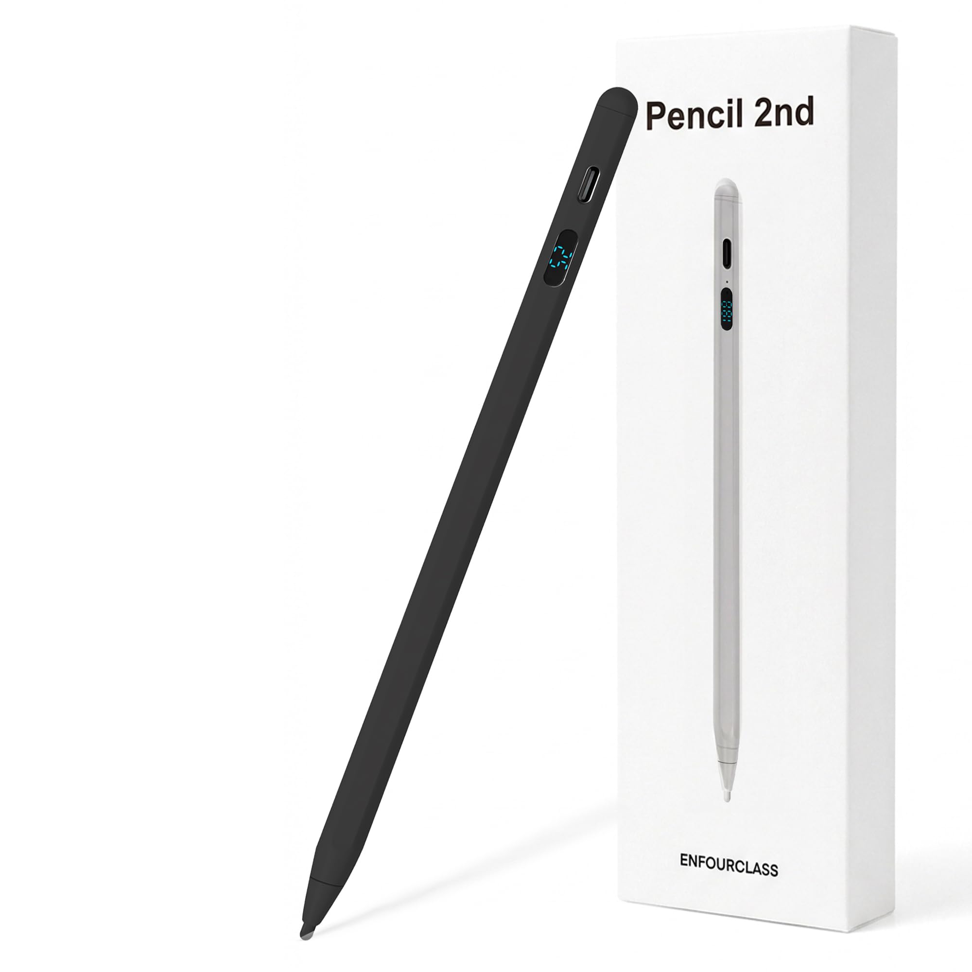 Lápiz capacitivo 2 en 1 de doble modo con pantalla LED, lápiz digital activo con rechazo de palma para iPad, iPhone, Samsung, Android e Switch, sensibilidad de inclinación, carga rápida, sin Bluetooth