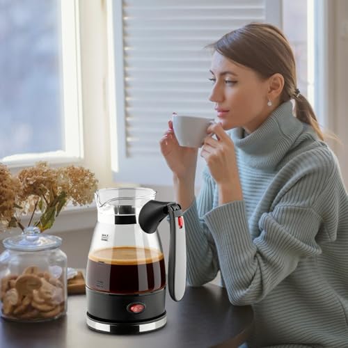 RANJIMA Elektrische Türkische Kaffeemaschine, Türkische Kaffeekocher mit Handgriff, 500ML Elektrische Kaffeekanne Espressokocher Turkish Coffee Pot für Tee Mocca Kaffee