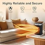 Small Portable Space Heater for Indoor Use - with 70°Rotating Feature, JIBUFI 1500W PTC Electric Heater, Rapid and Safe Heating, Remote Control, 1-12 Hr Timer for Bedroom, Office, etc, Silver - Image 3