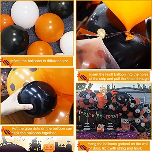 Halloween Balloons Arch Garland Kit, 138pcs Halloween Party Decoration, Happy Halloween banner, Spider Web Confetti Orange Black Giant Spider Balloon and Tying Tool, Decoration for Halloween Day Party