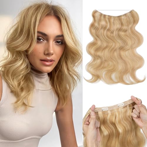 S-noilite Halo Hair Extensions Real Human Hair 12inch Short Wavy
