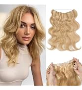 S-noilite Halo Hair Extensions Real Human Hair 12inch Short Wavy Halo Hair Extensions for Women A...