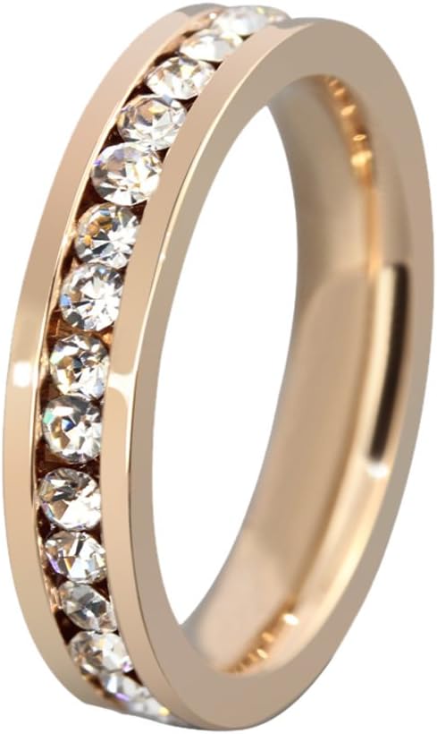 Titanium 14k Rose Gold Ring Female Super Flash Single Row Drilling Prize Ring R-050