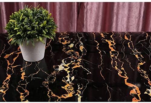 Image of Black and Gold Marble with Gold Lines Self Adhesive Peel and Stick Wallpaper for Walls, Kitchen Tabletop, Almirah, Furniture, Office, etc (16x48 Inch) (Black and Gold)