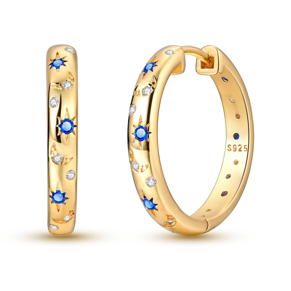 Pendientes de aro de plata de ley 925 para mujer, hipoalergénicos, estilo huggie — view 26