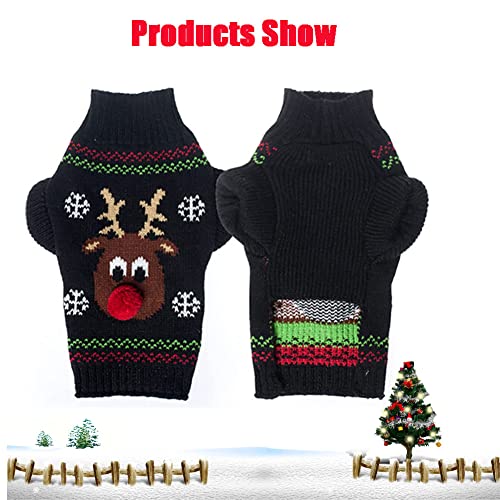 ABRRLO Hunde Kostüme Hundebekleidung Baumwolle Pullover feiern Weihnachten-Tag Winter Mantel Strickpullover Haustier Hund Pullover Haustier Kostüm Fashion Urlaub Party Geschenk (M, KitzE)