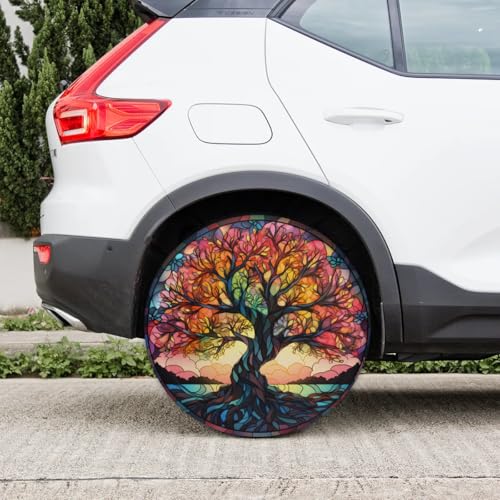 Image of Spare Tire Cover for RV Trailer, Glass Tree Tire Covers Universal Fit for Travel Trailer Camper Jeep RV SUV Truck Waterproof Wheel Cover (16 inch for Diameter 29 inch - 31 inch),A-728