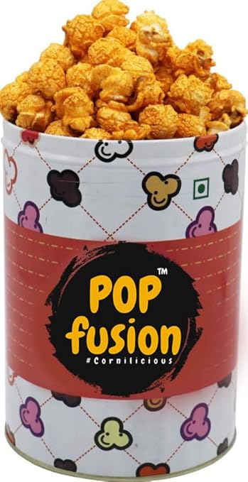 Popfusion Gourmet Flavoured Popcorn - Air Popped Mushroom Shaped Super Cheesy Cheddar Chees Popcorn, Gluten free and Low Fat Snacks with Airtight Glass Jar - 150gms