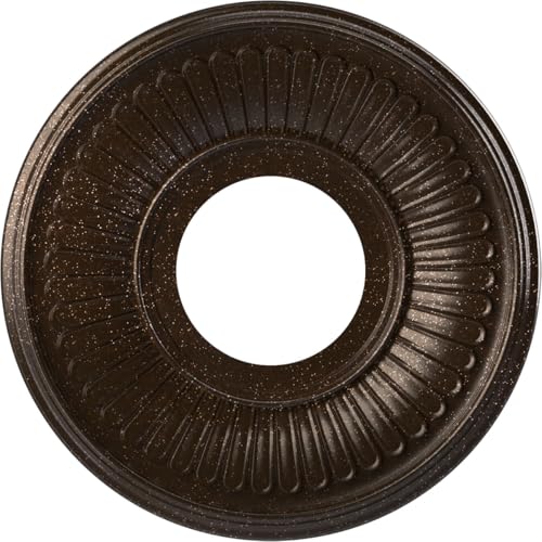 Image of Ekena Millwork CMP10BEAMB Berkshire Thermoformed PVC Ceiling Medallion (Fits Canopies up to 4 1 /2 inch), 10 inchOD x 3 1 /2 inchID x 3 /4 inchP, Textured Metallic Mystic Brown