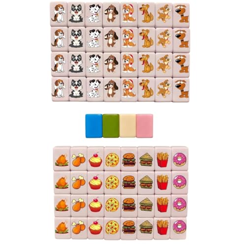 Mahjong dessin animé 65 pièces avec tuiles de 24mm faciles à manipuler