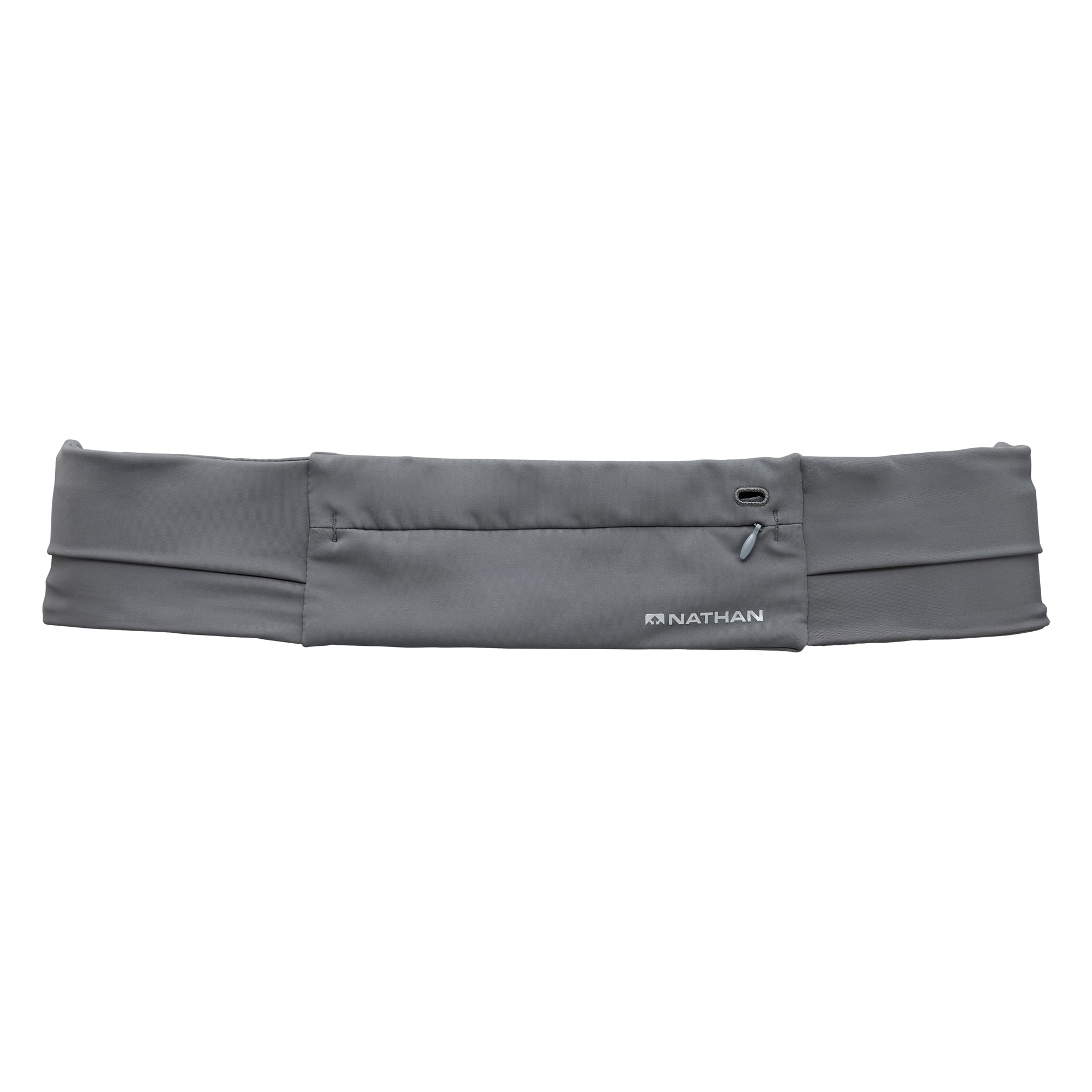 Nathan Running Belt Adjustable Fit Zipster, Zippered, Weather-Resistant Pocket & Two Quick-Stash Pockets for Running Gear, Running Fanny Pack, Walking, Hiking, Gym, Gravity Grey, One Size, Ns30530