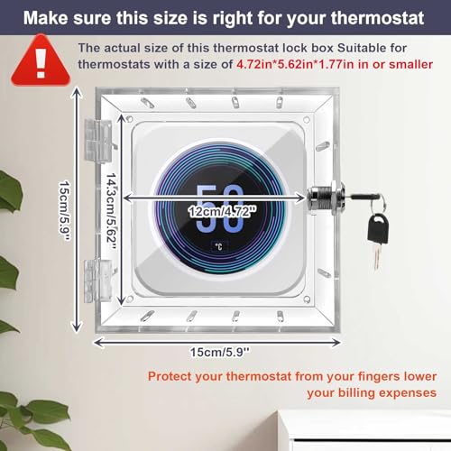 Les-Theresa Thermostat Cover with Lock, Thermostat Lock Box Acrylic Thermostat Lockbox - Image 2