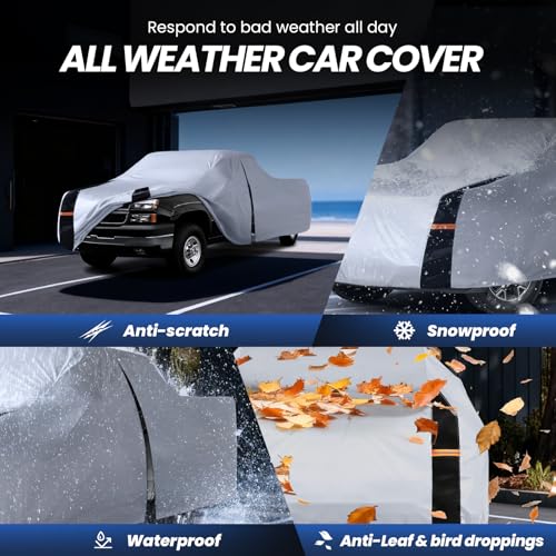 Image of Multi-Layer Chevy Silverado 2500HD Truck Cover, Custom Fit Silverado 2500 2020-2026 Crew Cab SB(6.8') Car Cover Waterproof All Weather, Full Exterior Cover Rain Wind and UV Protect with Door Zipper