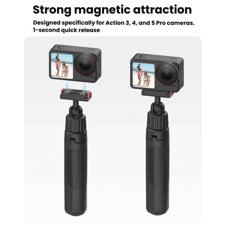 Image of Magnetic Quick Release Extension Rod Compatible with DJI Osmo Action 5 Pro /4 /3 /360, Extendable Selfie Stick Tripod, Black, Portable Vlog Monopod with Non-Slip Grip
