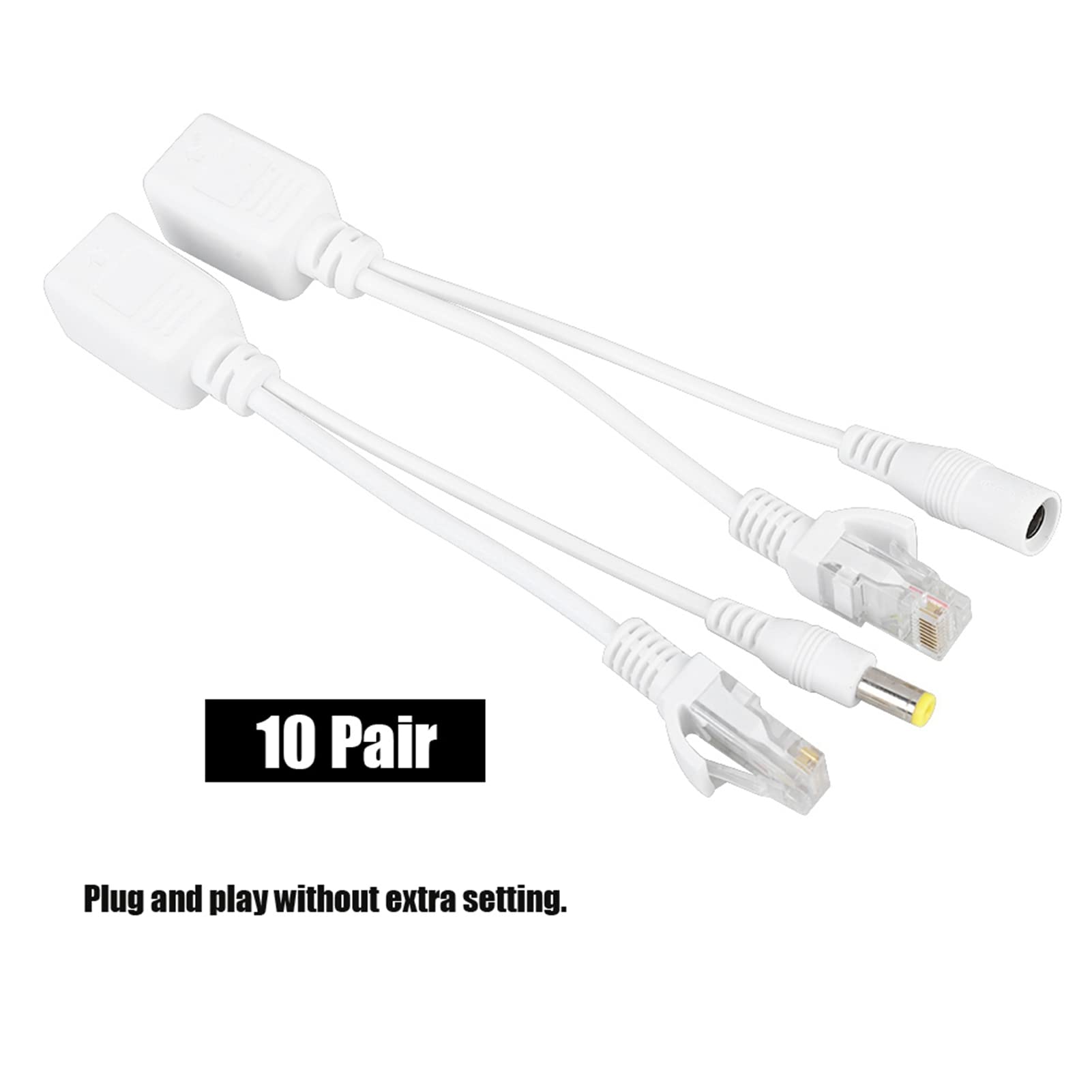 Iniettore Connettore Poe Passivo Bianco 18 × 15 × 5 10 Paia Telecamera IP Cavo Poe Rj45 Adattatore Power Over Ethernet Splitter Iniettore Cc 12 V