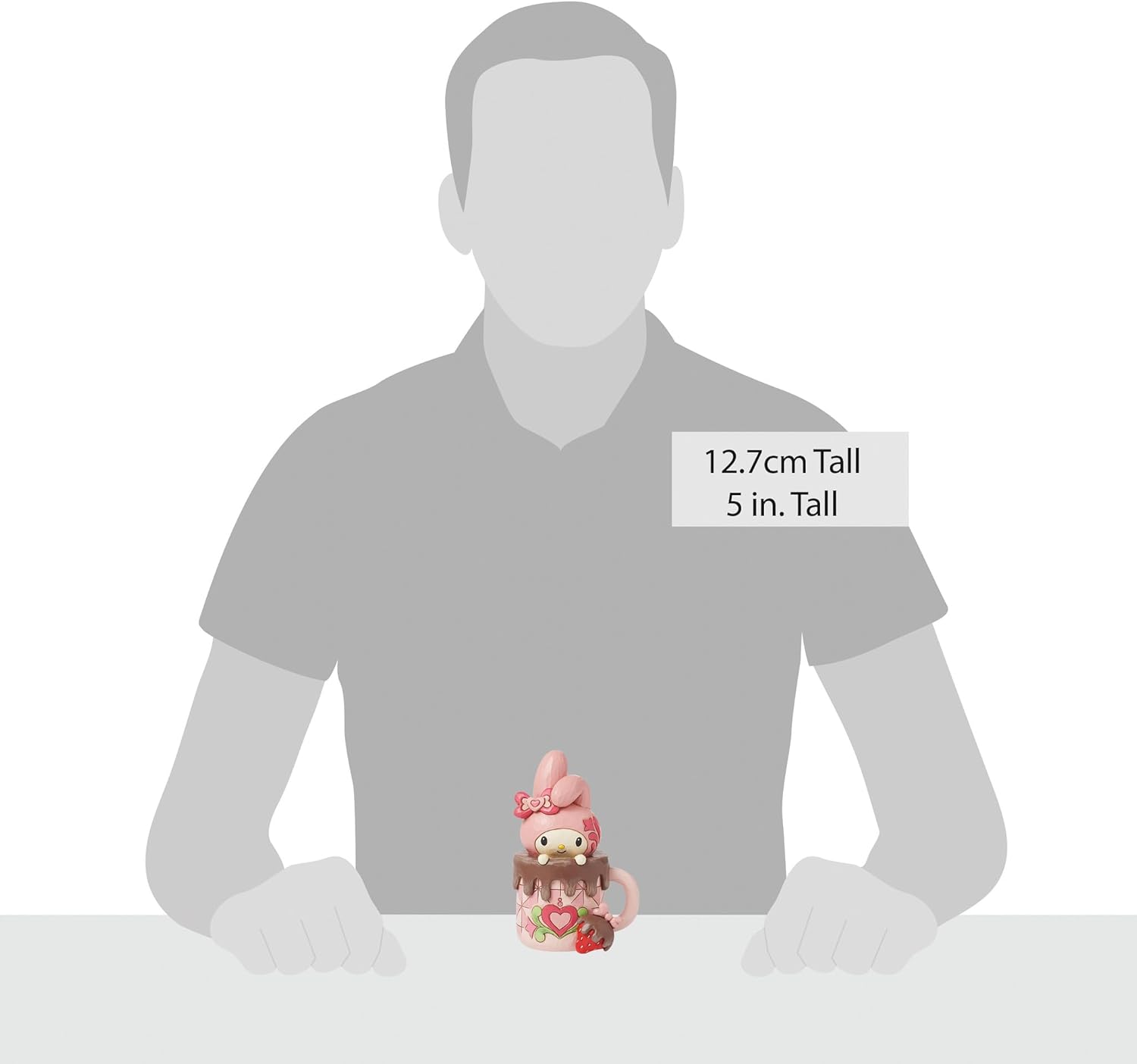 Enesco Sanrio by Jim Shore My Melody in Hot Cocoa Cup Personality Pose Figurine- Stone Resin Hand Painted Crafted Collectible Hello Kitty Figurines Home Decor Statue, 5 Inch