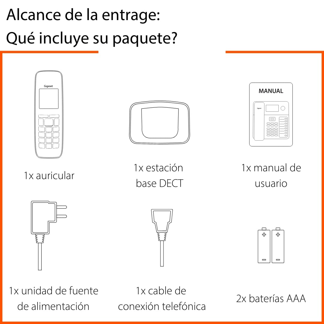 Gigaset E275 - Teléfono DECT Inalámbrico - Teclado Fácil de Usar - Compatible con audífonos - Teclado y Botones Grandes - Pantalla Gráfica en Blanco y Negro Iluminada, Negro [Versión Española] — view 6