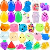 24 Pcs Huevos de Pascua Rellenos de Mochi Squeeze Toys, Kawaii Animales Squishy Juguetes para ADHD, Ansiedad y Autismo, Regalo Antiestrés para Fiestas de Favores de Cumpleaños Niño Niña