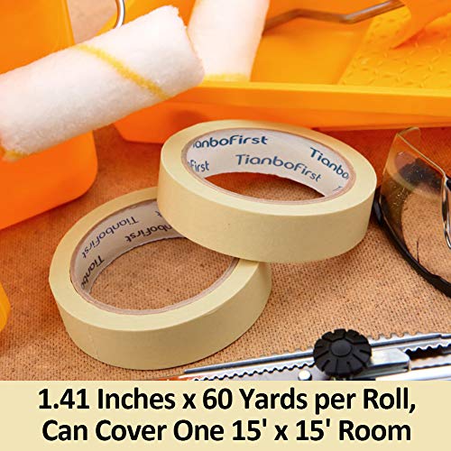 Tianbo First Masking Tape 6 Rolls, General Purpose Wide Masking Tape For Home And Office, 1.41 Inches X 60 Yards, Beige #TOP6