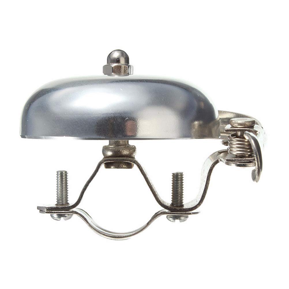 Klasyczny srebrny dzwonek rowerowy, retro vintage klasyczny dzwonek Portland Bell, bardzo głośny dźwięk, dzwonek rowerowy ze stalowym paskiem, do rowerów wyścigowych, rowerów górskich, skuterów