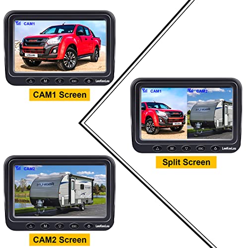 Wireless Backup Camera Hd 1080P Waterproof Truck Car Mini-Rv Back Up Camera System Travel Camper Rear View 5'' Monitor Night Vision Two Channels Digital Wifi Signals Leekooluu F09 #TOP2