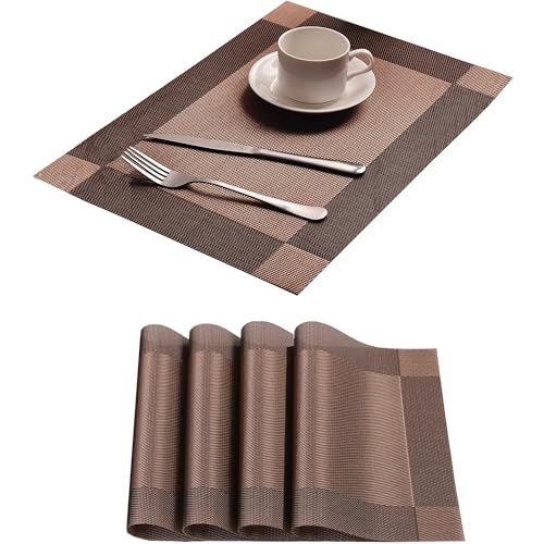 Yiaizhuo Table Placemats Dining Table Place Mats Set of 4 Heat Resistant Insulation Non-Slip Vinyl for Kitchen Dining Room 18