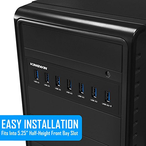 Kingwin Front Panel USB 3.0 Hub 7 Port & One Fast Charging USB 2.1A Charging Port