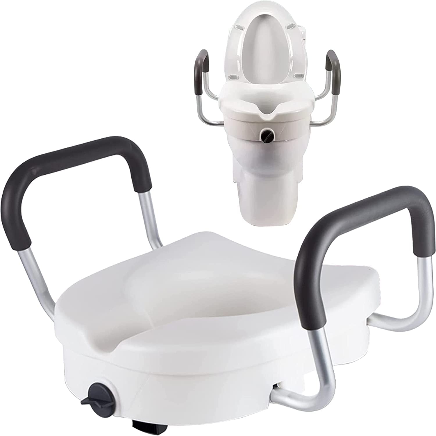 Entros Medical Elevated Raised Toilet Seat & Commode Booster Seat Riser with Removable Padded Grab Bar Handles & Locking Mechanism, 7060I (B08FBD9WBG) Amazon Price History, Amazon Price Tracker