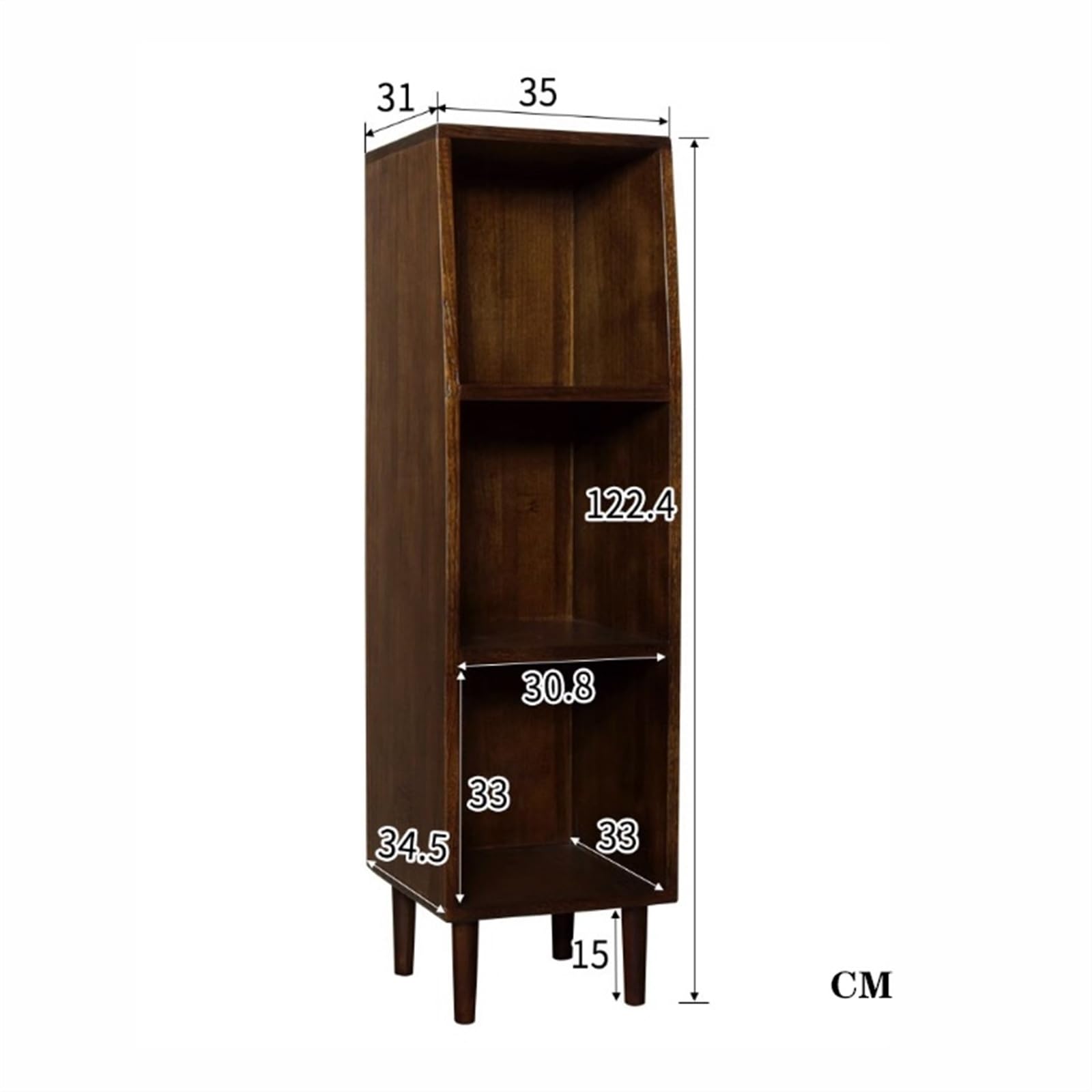 Rack per dischi Archiviazione for album di dischi in vinile a 3 livelli, custodia for libri da pavimento in legno massello Armadietto for CD con gambe, for soggiorno, camera letto, ufficio